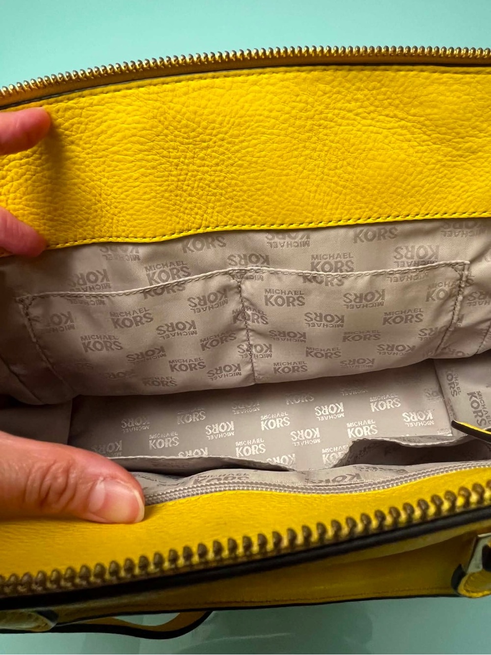 Michael Kors Yellow Pebbled Leather Convertible Satchel Crossbody Handbag Bag - Picture 3 of 11